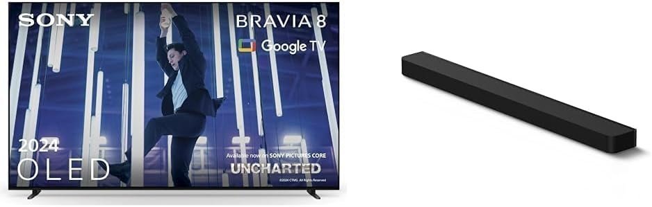 Sony BRAVIA 8 OLED 65 Inch 4K HDR Google Smart TV (2024) BRAVIA Theatre Bar 8 – Dolby Atmos® Single Soundbar