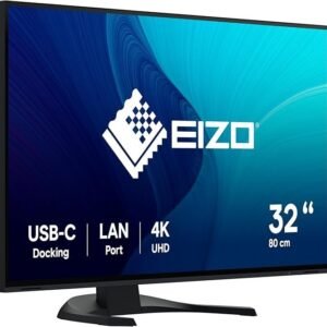 EIZO FlexScan EV3240X-BK 80 cm (31.5 Inch) Monitor (USB-C (94W PD), DisplayPort, HDMI, USB Hub, RJ-45 LAN, KVM Switch, 5 ms Response Time, 3840 x 2160 (4K UHD)) Black
