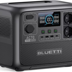 BLUETTI Portable Powerstation AC70, 768Wh LiFePO4 Solargenerator mit 2 1000W (Power Lifting 2000W) AC-Ausgängen, 100W Typ-C, 45 Minuten Schnellladung von 0-80%, für Reisen, Camping, Stromausfall