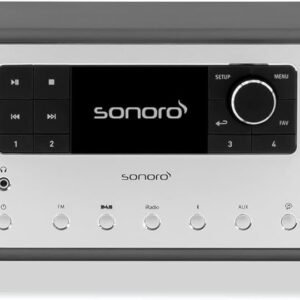 sonoro Primus Internetradio mit Bluetooth (Spotify, Deezer, Podcasts, FM/UKW, DAB Plus, WLAN, AUX-In, Holzgehäuse) Stereoanlage, Matt Graphit