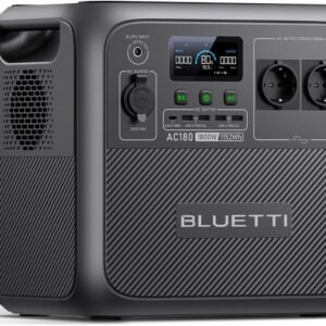 BLUETTI AC180 Power Station, 1152 Wh Power Station LiFePO4 mit 2 1800 W (2700 W Peak) AC Ausgängen, Schnellladung von 0-80% in 45 Minuten, Solargenerator für Camping, Reisen, Stromausfall