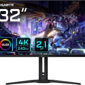Gigabyte Aorus FO32U2P 32 Inch OLED Gaming Monitor – 3840 x 2160 (UHD), 240Hz, 0.03ms, 250 cd/m², KVM, FreeSync Premium Pro, DisplayHDR True Black 400, DisplayPort 2.1