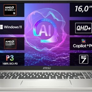 MSI Prestige A16 AI+, Business Laptop, Copilot+ PC, 16.0″ QHD+, AMD Ryzen AI 9 365 Processor, 32GB LPDDR5X-7500 RAM, 1TB, AMD Radeon 880M