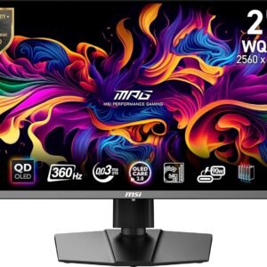 MSI MPG 271QRX QD-OLED, 27 OLED Gaming Monitor, 2560 x 1440 (QHD), OLED 0.03ms Response time, 360Hz, True Black HDR 400, HDMI, DP Port, USB Type C, Tilt, Height