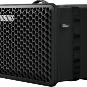 SOUNDBOKS Go – Tragbarer Bluetooth-Lautsprecher, spritzwassergeschützt, stoßfest und leistungsstark (40h Laufzeit, wechselbarer Akku, Pairing-Funktion)