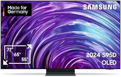 Samsung OLED 4K S95D Fernseher 55 Zoll, Samsung TV mit Neural Quantum 4K AI Gen2 Prozessor, OLED HDR Pro, OLED Glare free, 4K Upscaling, Smart TV, KI TV, GQ55S95DATXZG, Deutsches Modell 2024