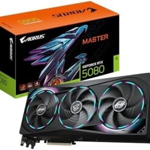 Gigabyte Aorus GeForce RTX 5080 Master 16G Graphics Card – 16GB GDDR7, 256 Bit, PCI-E 5.0, 2805MHz Core Clock, 3 x DisplayPort, 1 x HDMI, GV-N5080AORUS M-16GD